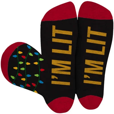 Men's Holiday I'm Lit Christmas Lights Socks