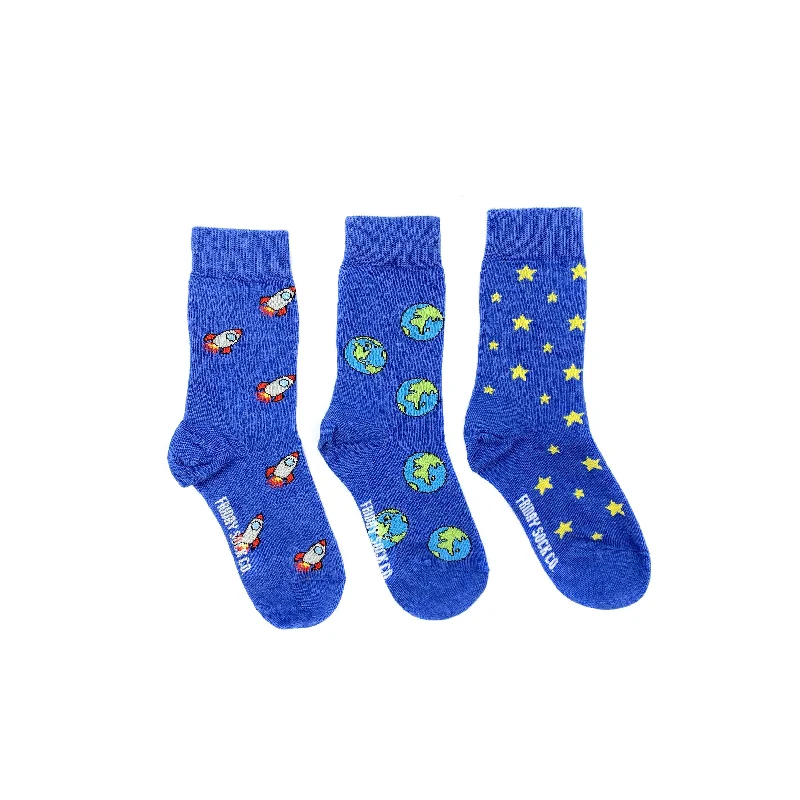 Kid's Earth, Rocket, & Star Socks