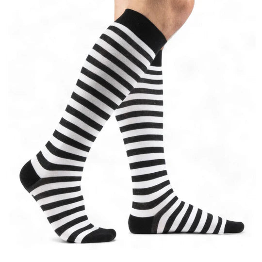 White and Black Stripes | Knee High Socks