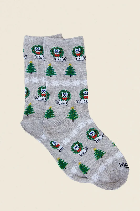 Womens Fairisle Cat Holiday Socks